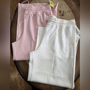 2pc Women's Sandwash Wide Leg Pants All In Motion Pink & Cream XXL